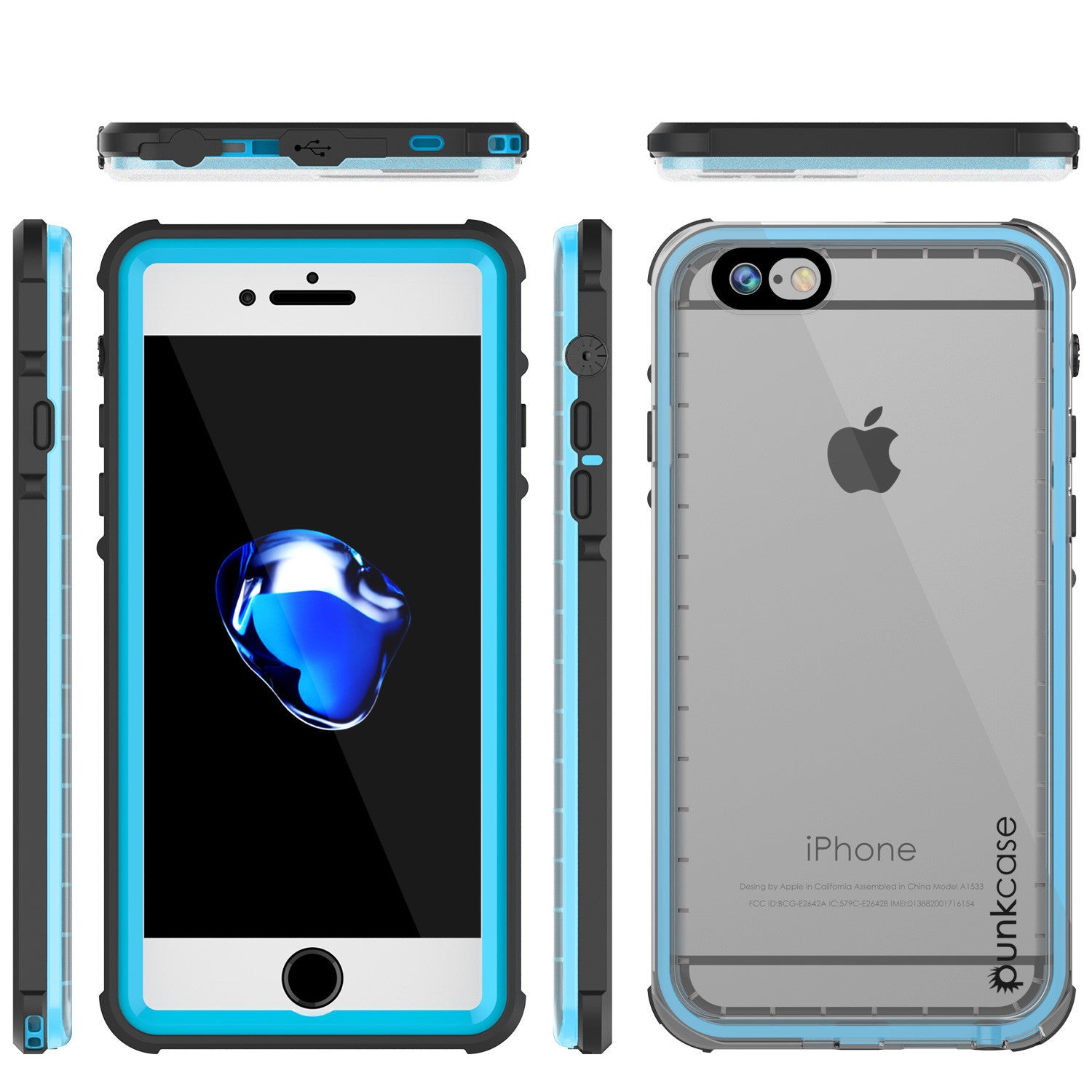 PUNKCASE - Crystal Series Waterproof Case for Apple IPhone 7 | Light Blue