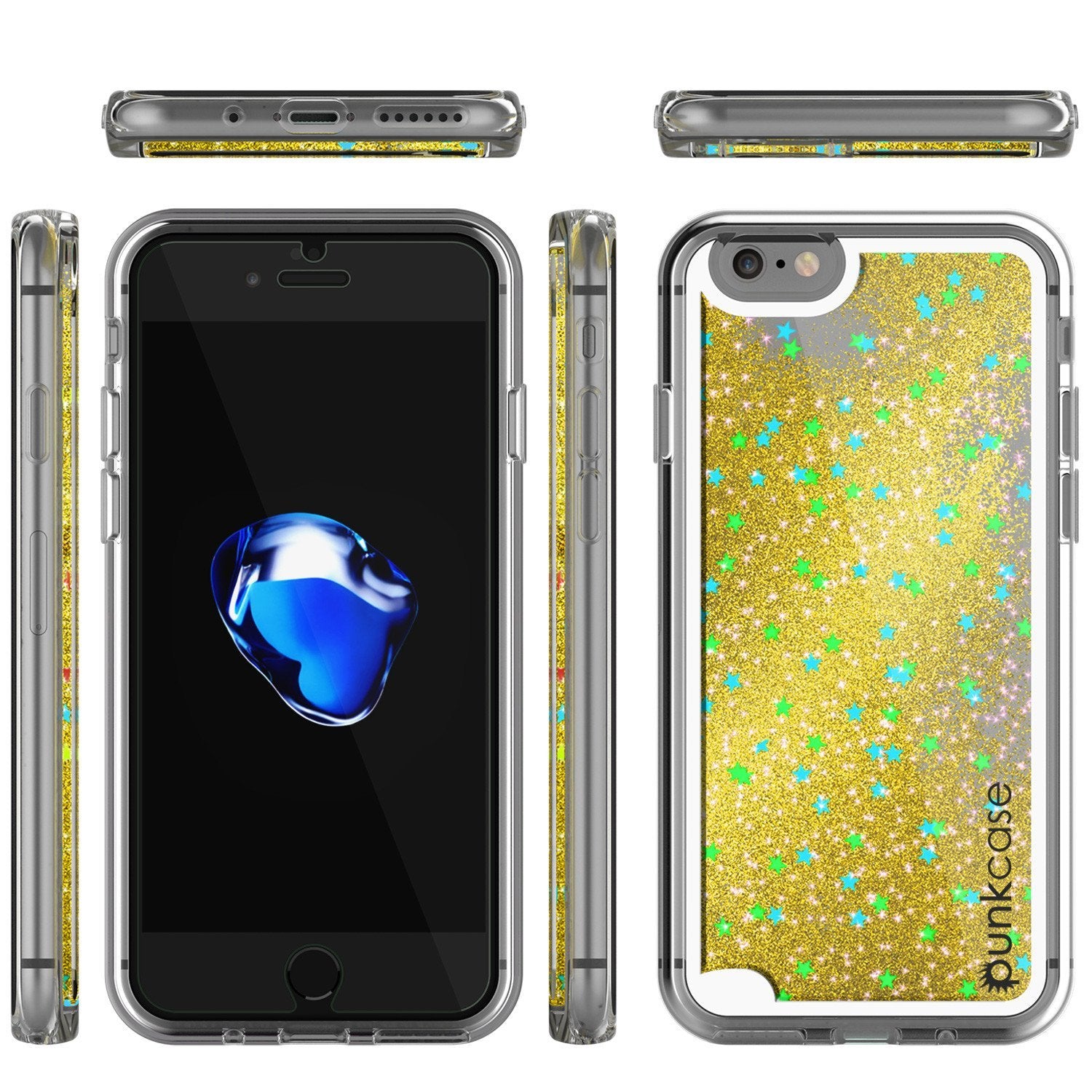 iPhone 8 Case, PunkCase LIQUID Gold Series, Protective Dual Layer Floating Glitter Cover