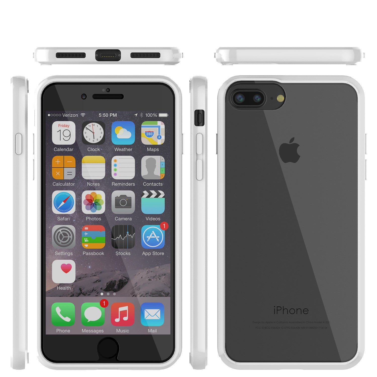 PUNKCASE - Lucid 2.0 Series Slick Frame Case for Apple IPhone 7+ Plus | White