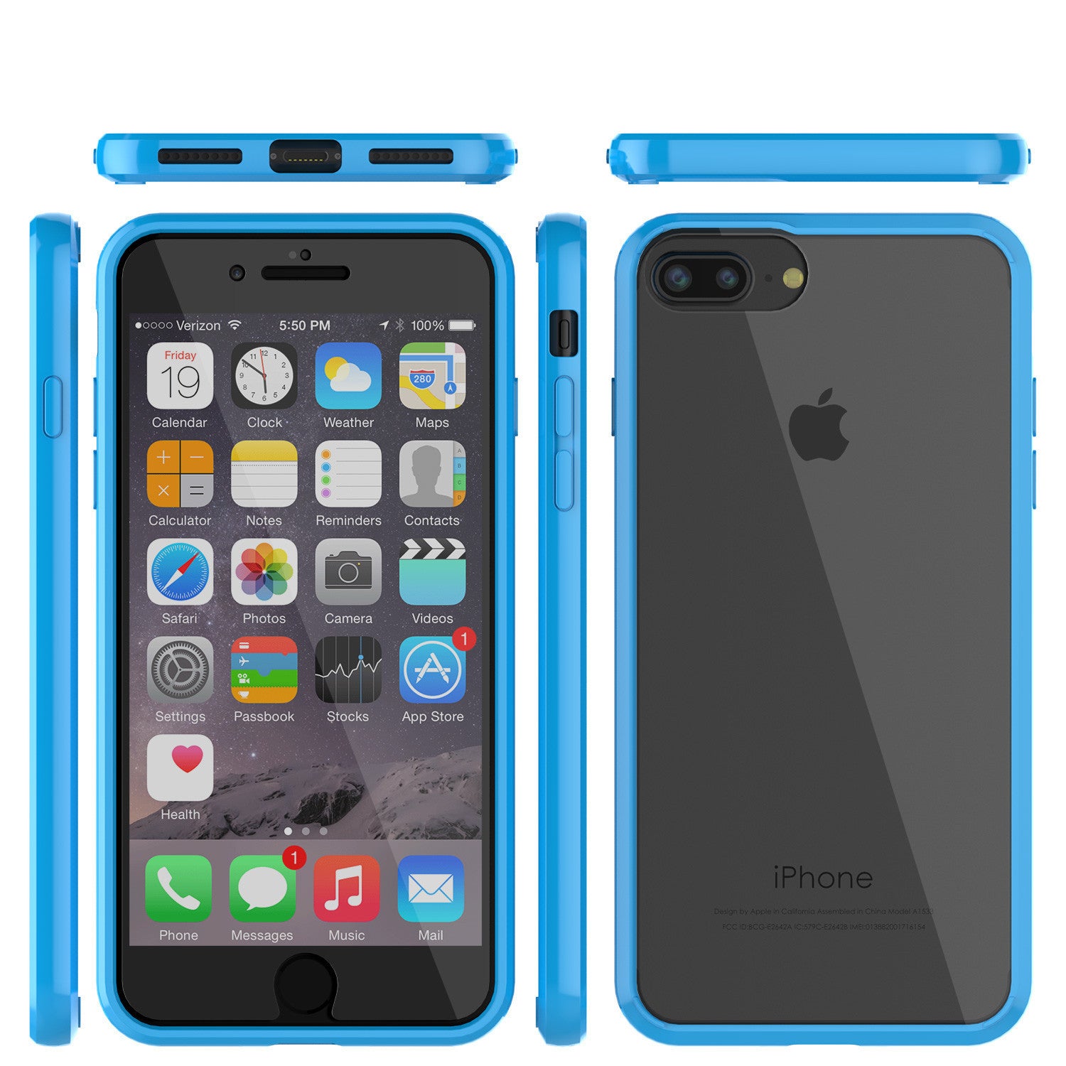 PUNKCASE - Lucid 2.0 Series Slick Frame Case for Apple IPhone 7+ Plus | Light Blue