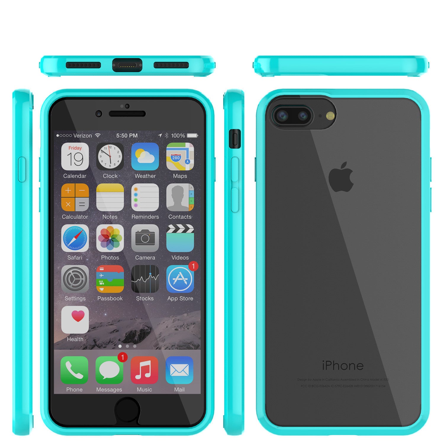 PUNKCASE - Lucid 2.0 Series Slick Frame Case for Apple IPhone 7+ Plus | Teal