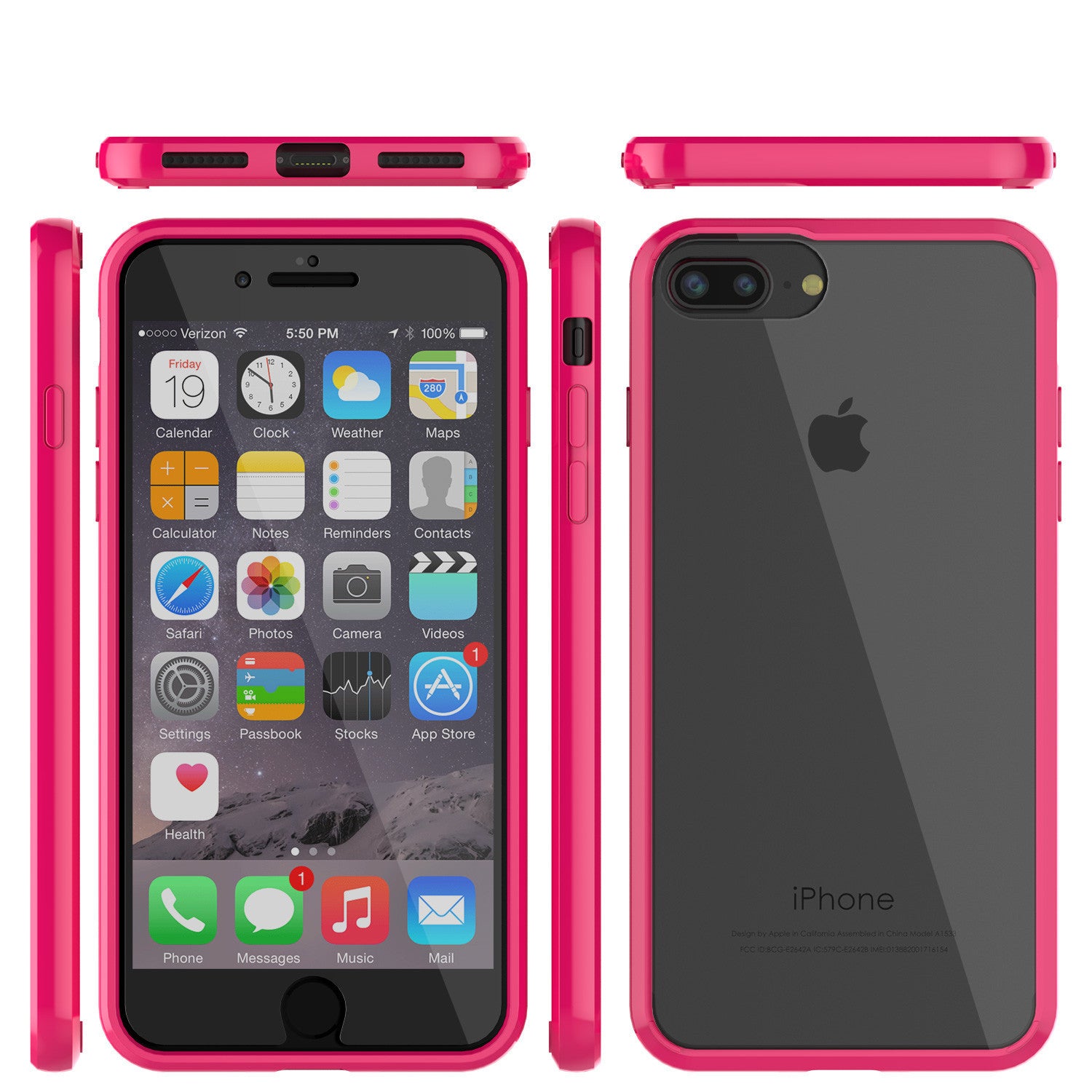 PUNKCASE - Lucid 2.0 Series Slick Frame Case for Apple IPhone 7+ Plus | Pink