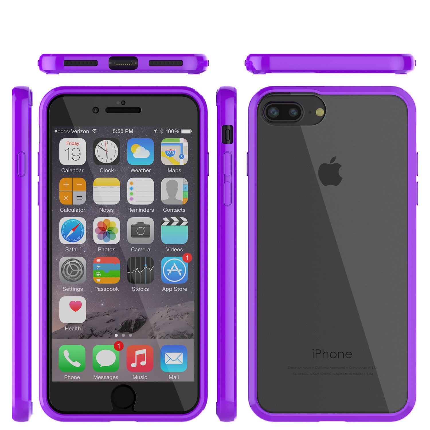PUNKCASE - Lucid 2.0 Series Slick Frame Case for Apple IPhone 7+ Plus | Purple