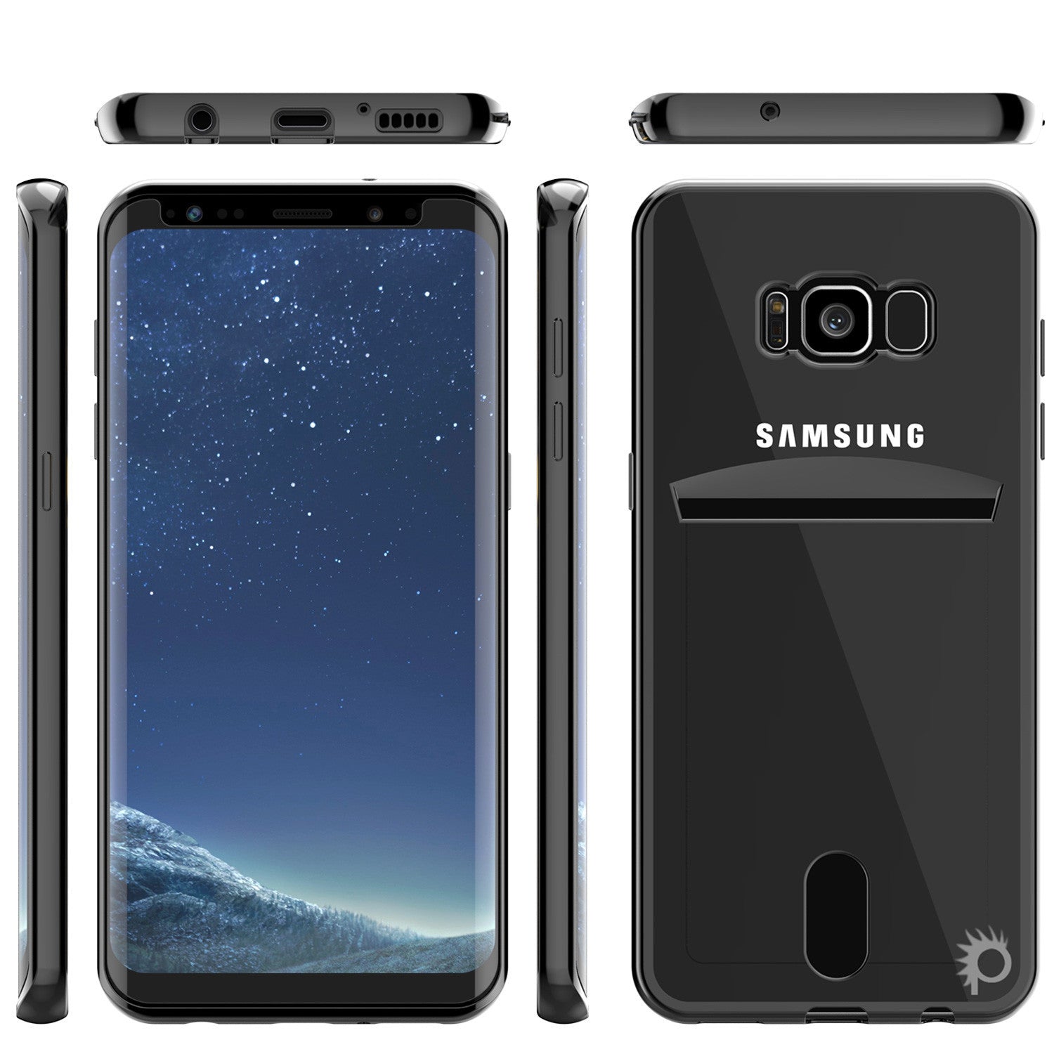 Galaxy S8 Case, PUNKCASE® LUCID Black Series | Card Slot | SHIELD Screen Protector | Ultra fit