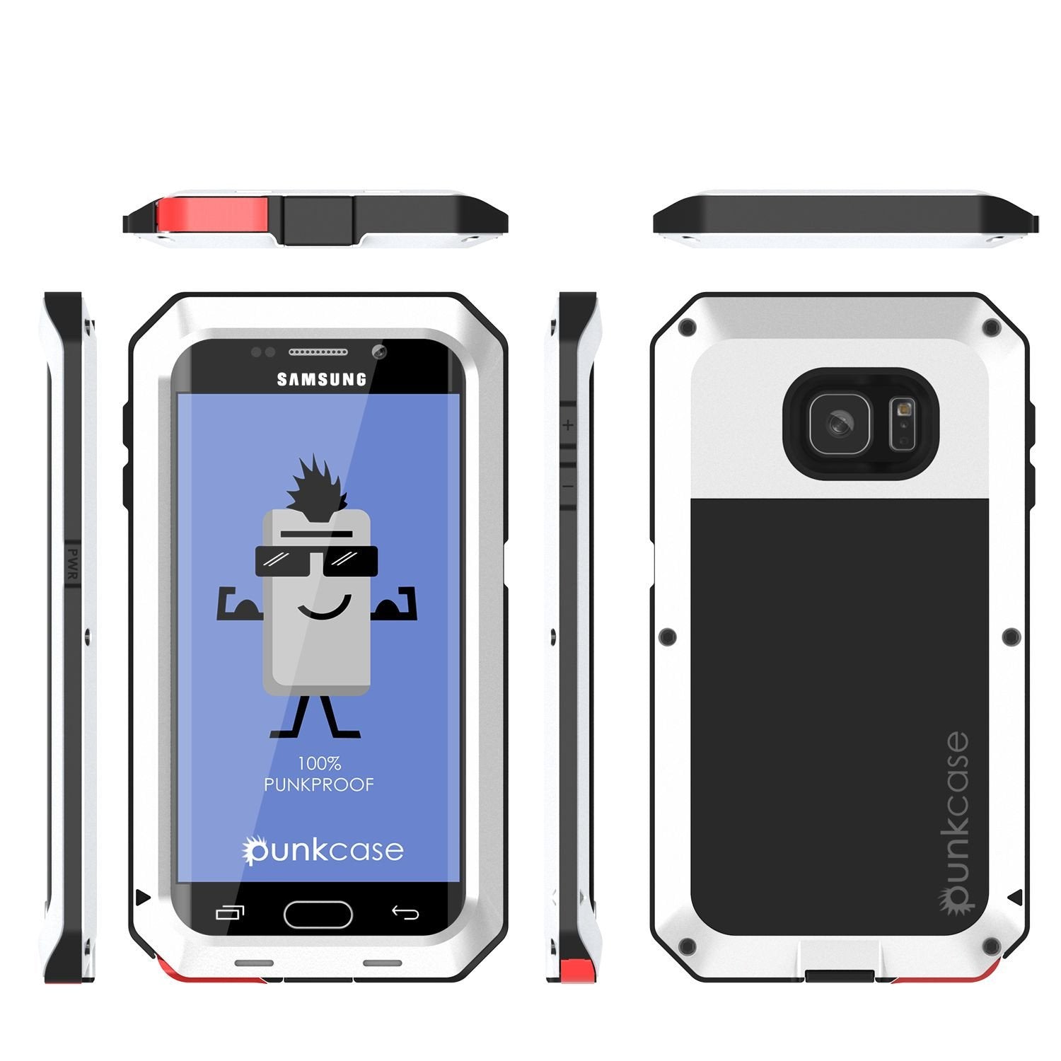 Galaxy S7 EDGE Case, PUNKcase Metallic White Shockproof Slim Metal Armor Case