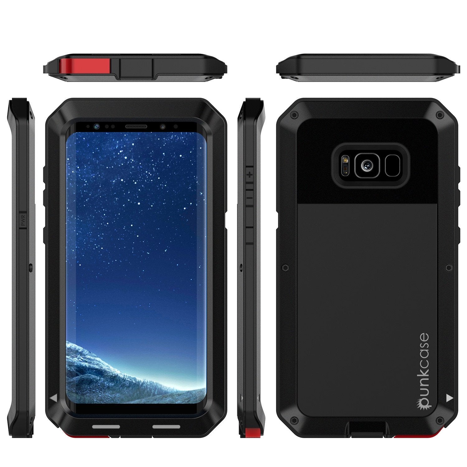 Galaxy Note 8 Case, PUNKcase Metallic Black Shockproof Slim Metal Armor Case