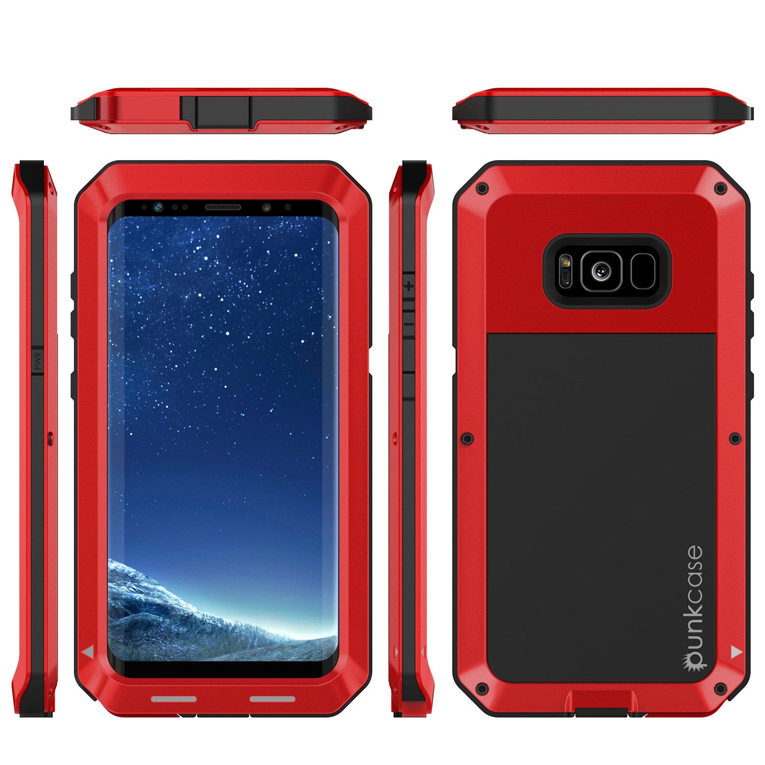 Galaxy S8 Case, PUNKcase Metallic Red Shockproof Slim Metal Armor Case