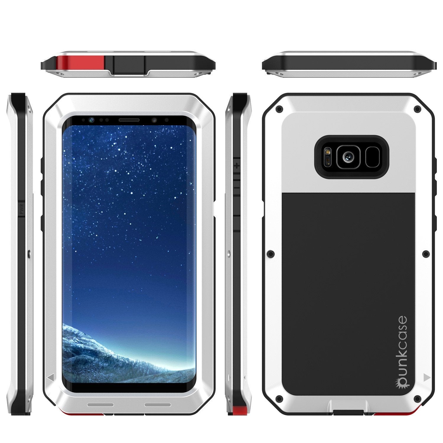 Galaxy Note 8 Case, PUNKcase Metallic White Shockproof Slim Metal Armor Case