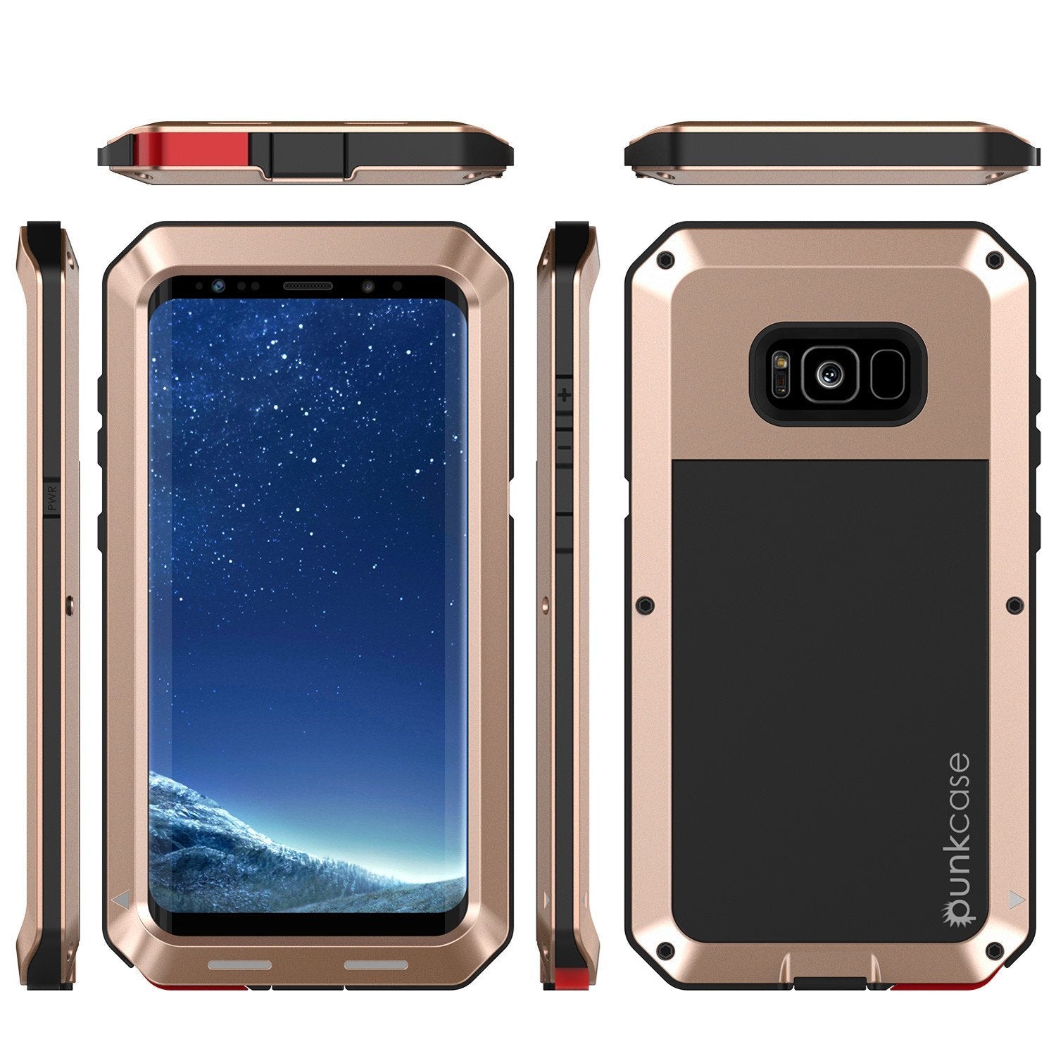 Galaxy Note 8 Case, PUNKcase Metallic Gold Shockproof Slim Metal Armor Case