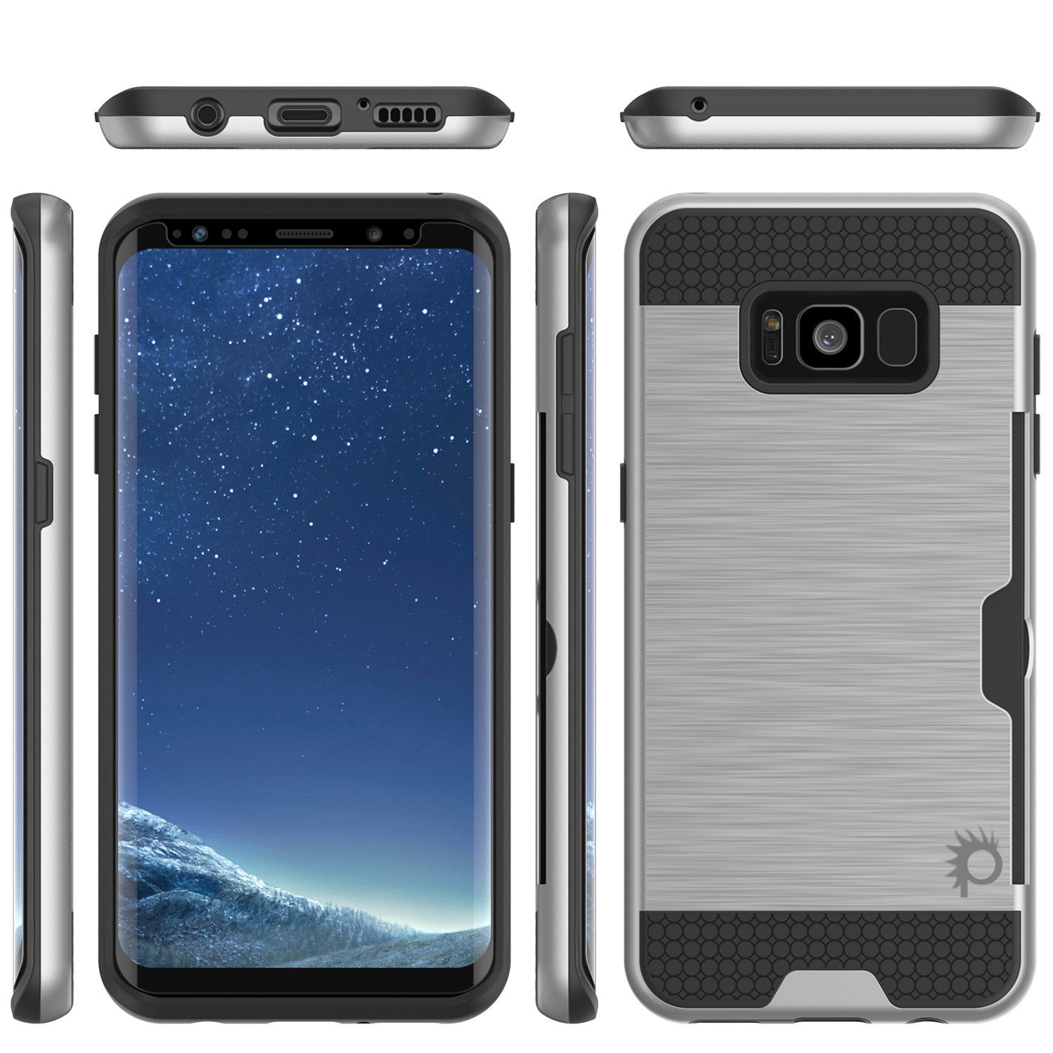 Galaxy S8 Case PunkCase SLOT Silver Series Slim Armor Soft Cover Case