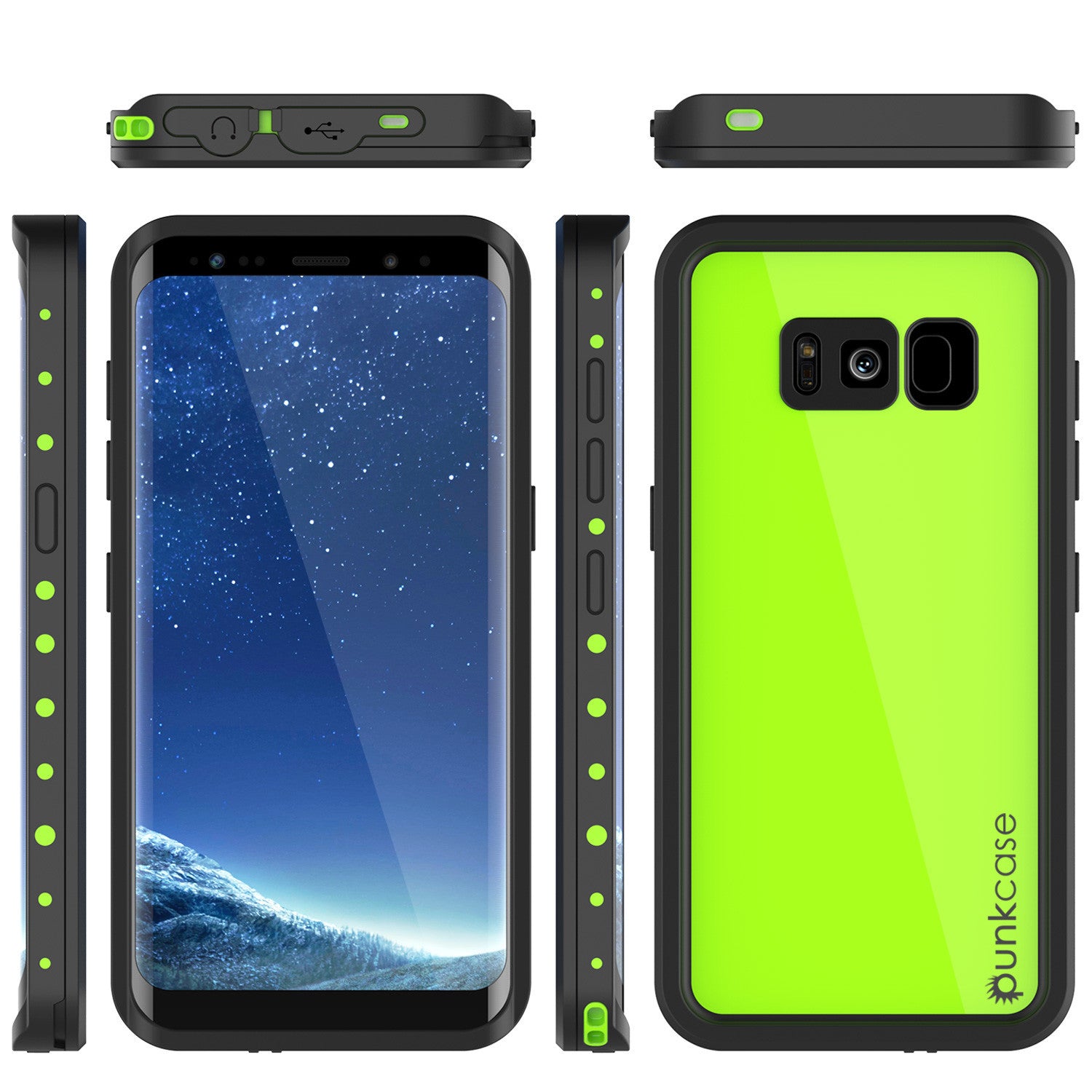 Galaxy S8 Plus Waterproof Case PunkCase StudStar Light Green