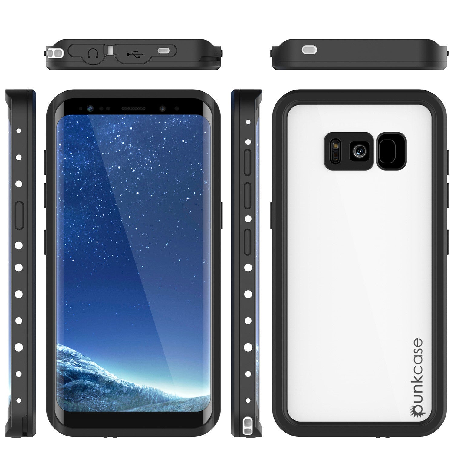 Galaxy S8 Plus Waterproof Case, Punkcase StudStar White