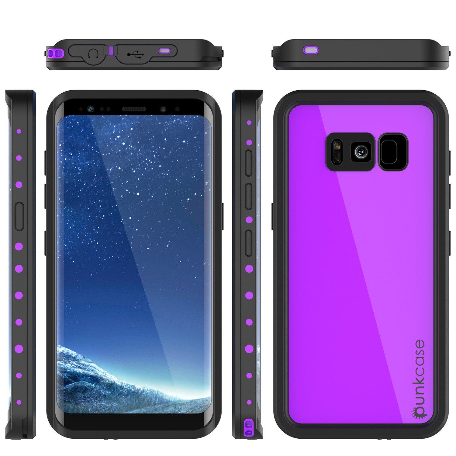 Galaxy S8 Waterproof Case PunkCase StudStar Purple