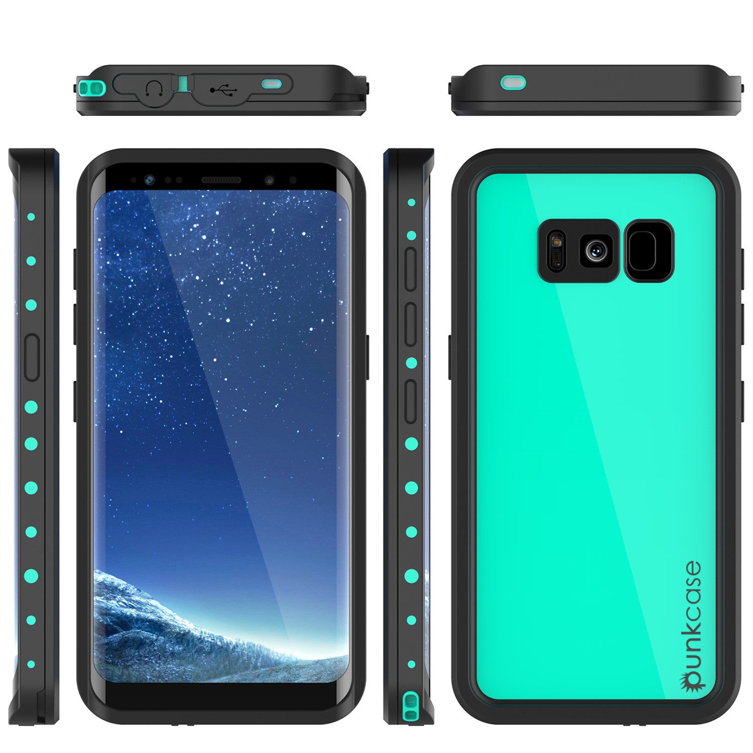 Galaxy S8 Plus Waterproof Case PunkCase StudStar Teal