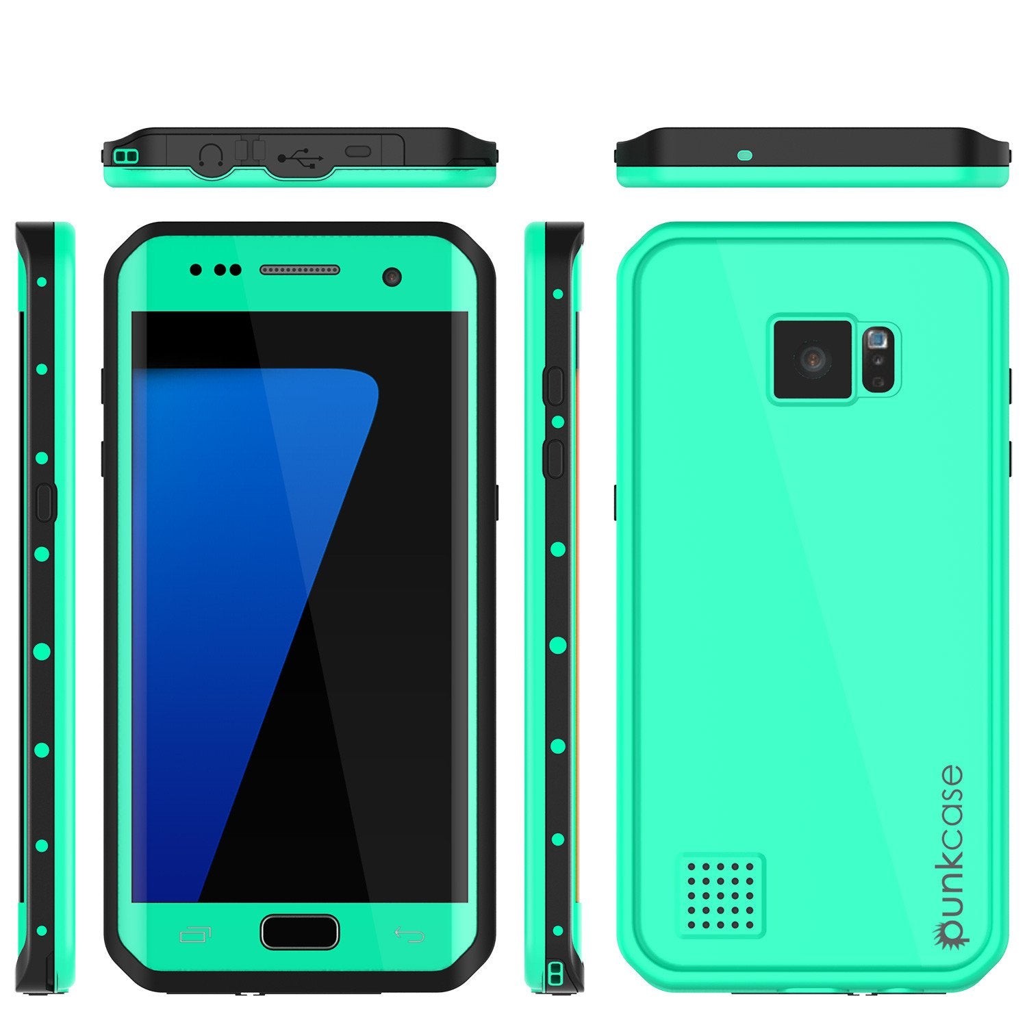 Galaxy S7 EDGE Waterproof Case PunkCase StudStar Teal Thin 6.6ft Underwater IP68 Shock/Snow Proof