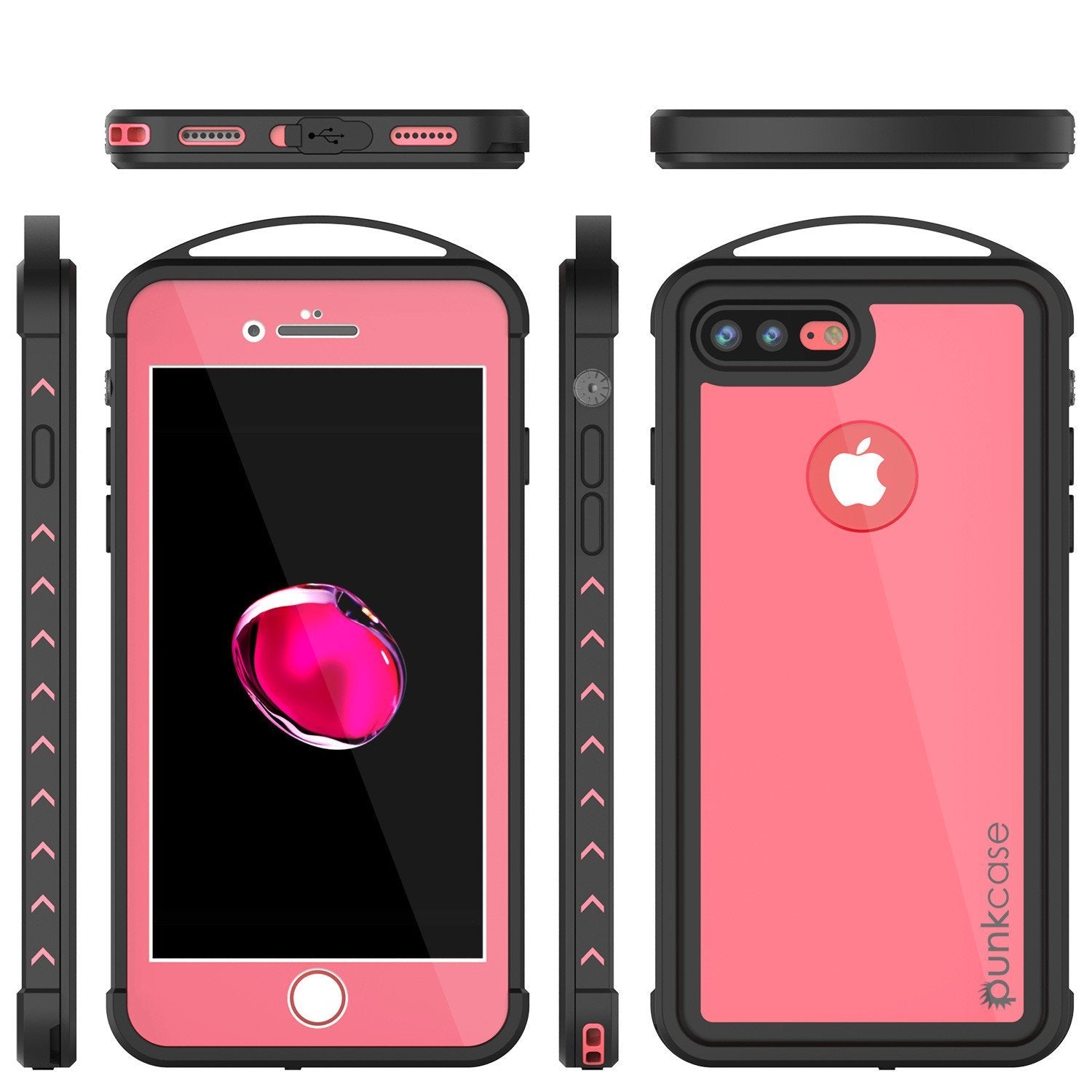 iPhone 8+ Plus Waterproof Case, Punkcase ALPINE Series, Pink | Heavy Duty Armor Cover