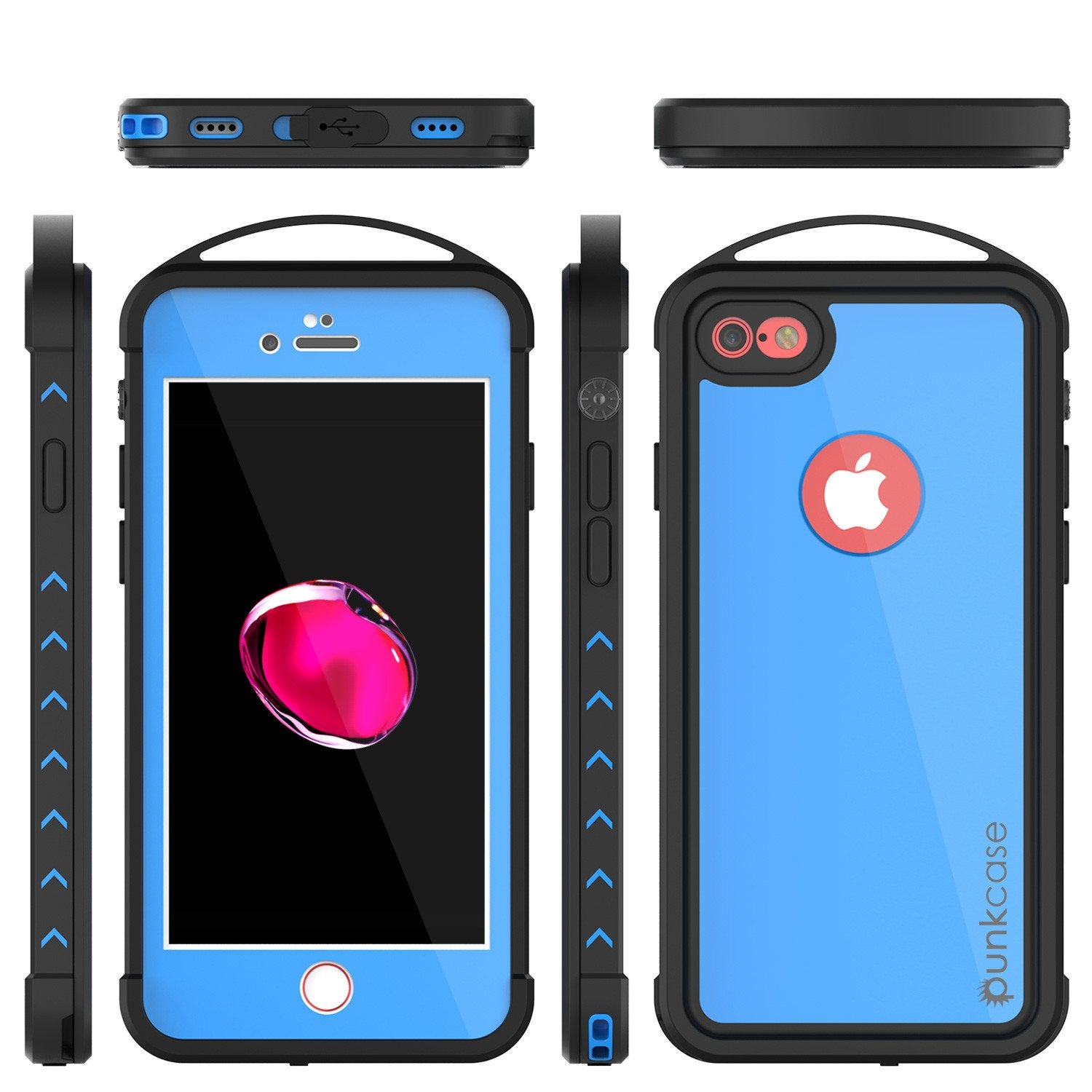 iPhone 7 Waterproof Case, Punkcase ALPINE Series, Light Blue | Heavy Duty Armor Cover