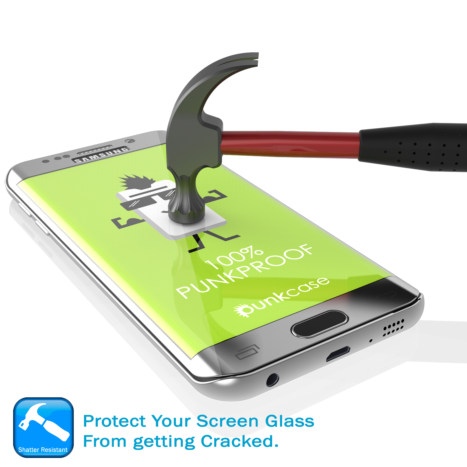 Galaxy S7 Edge Silver Punkcase Glass SHIELD Tempered Glass Screen Protector 0.33mm Thick 9H Glass