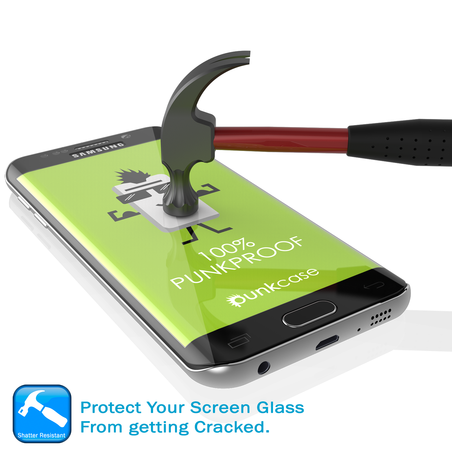Galaxy S7 Edge Black Punkcase Glass SHIELD Tempered Glass Screen Protector 0.33mm Thick 9H Glass