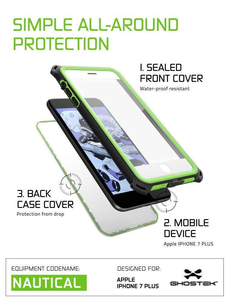GHOSTEK - Nautical Series Waterproof Case for Apple iPhone 7 Plus | Green