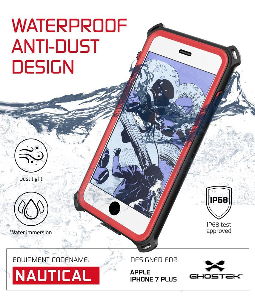 GHOSTEK - Nautical Series Waterproof Case for Apple iPhone 7 Plus | Red