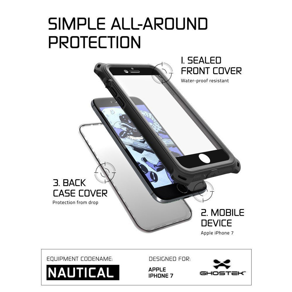 GHOSTEK - Nautical Series Waterproof Case for Apple iPhone 7 | Black