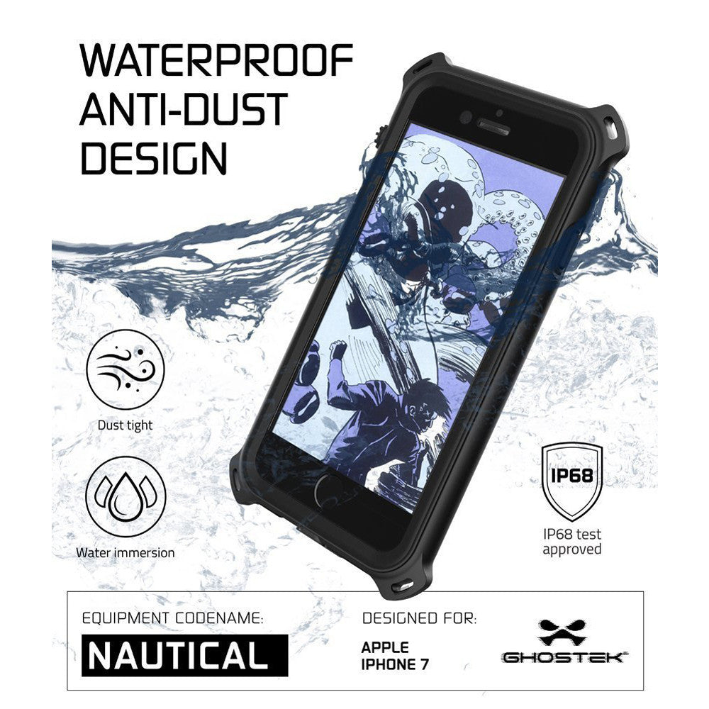 GHOSTEK - Nautical Series Waterproof Case for Apple iPhone 7 | Black