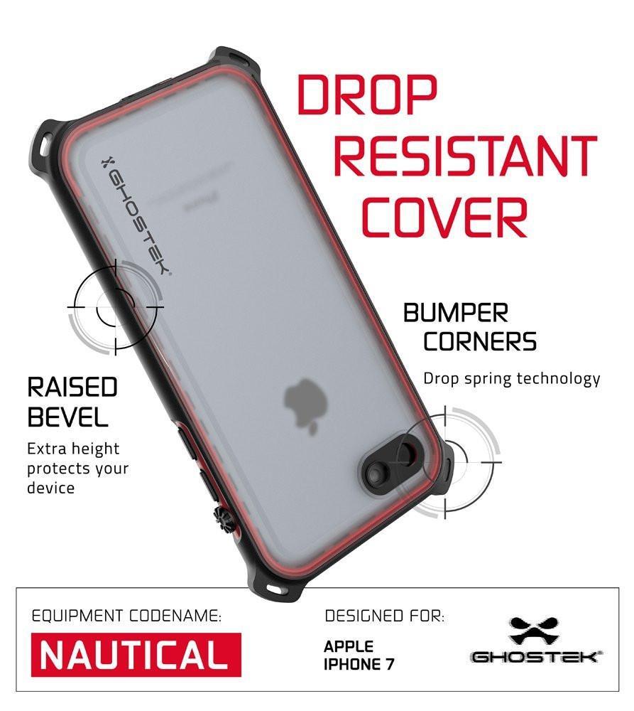 iPhone 8 Waterproof Case, Ghostek Nautical Series for iPhone 8 | Slim Underwater Protection | Adventure Duty | Ultra Fit | Swimming (Red)