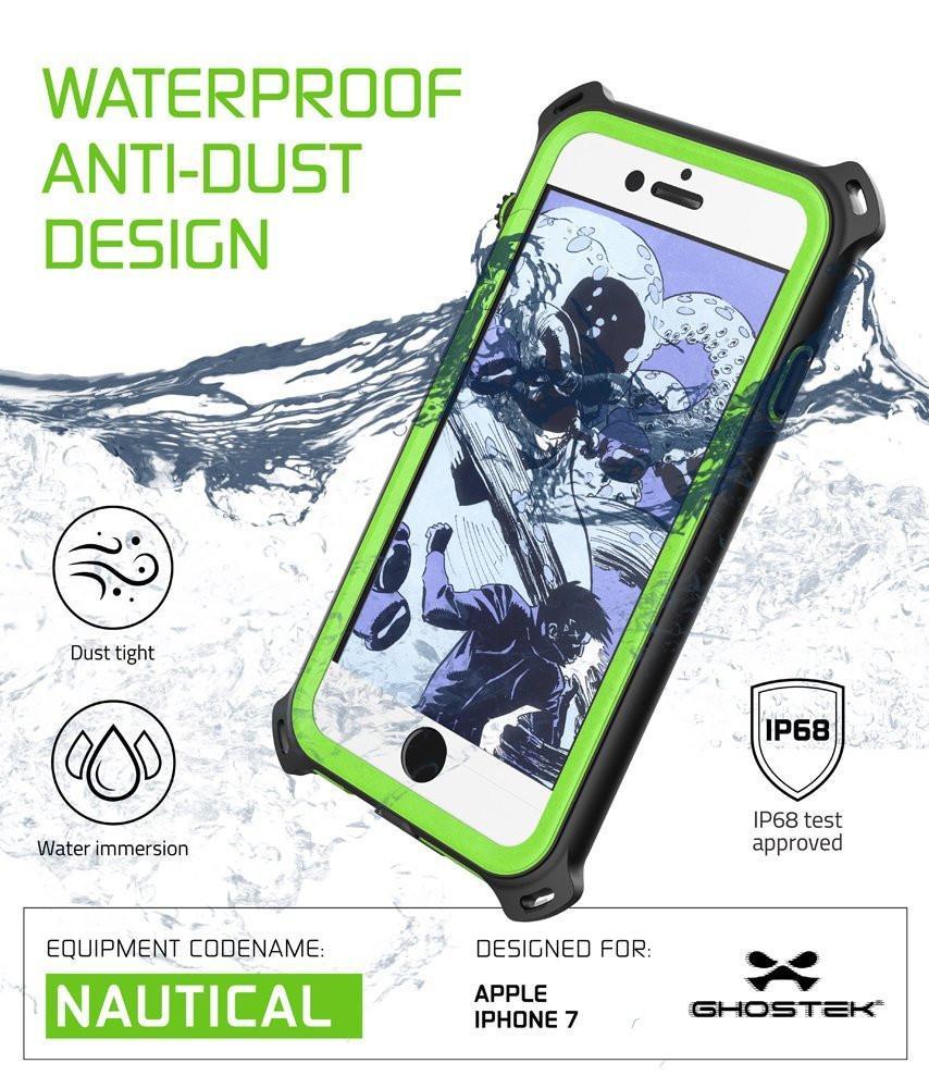 iPhone 8 Waterproof Case, Ghostek Nautical Series for iPhone 8 | Slim Underwater Protection| Adventure Duty | Ultra Fit | Swimming (Green)