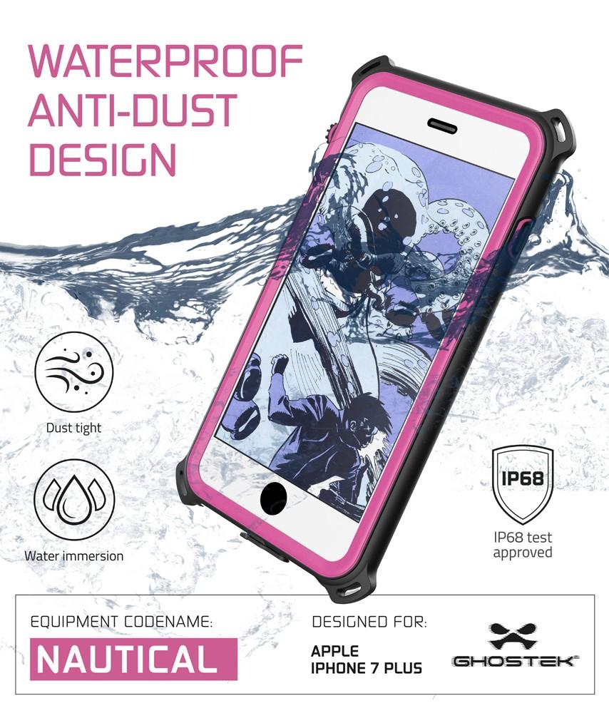 iPhone 7+ Plus case, Ghostek® Nautical Series for iPhone 7+ Plus Rugged Heavy Duty Case | Pink