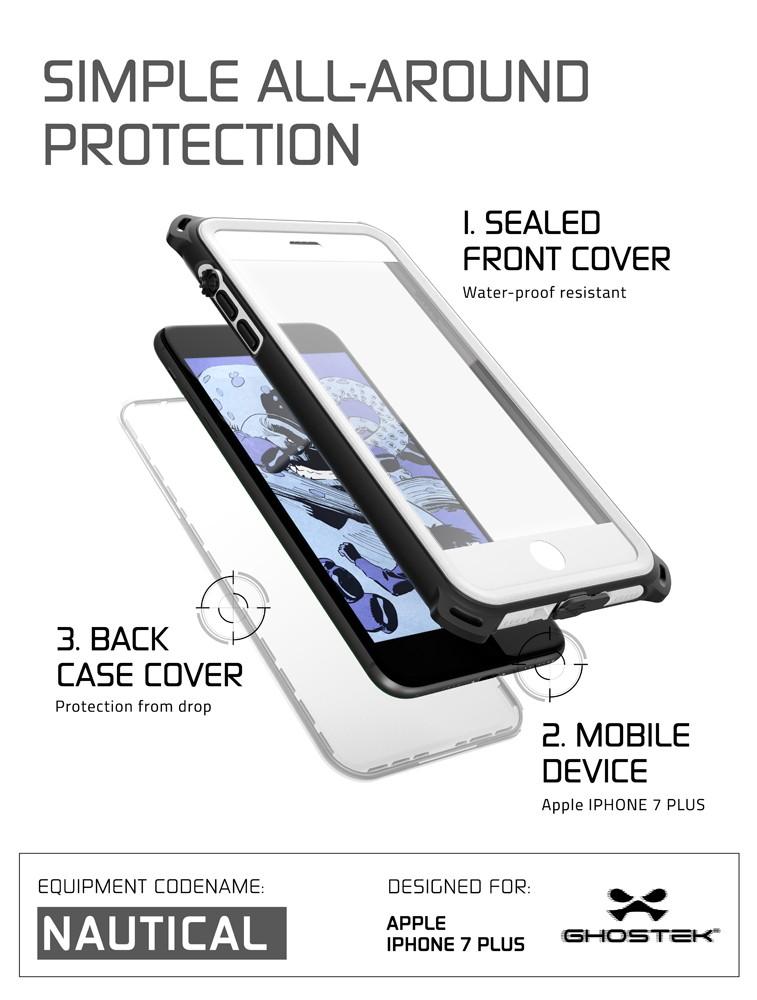 iPhone 7+ Plus case, Ghostek® Nautical Series for iPhone 7+ Plus Rugged Heavy Duty Case | White