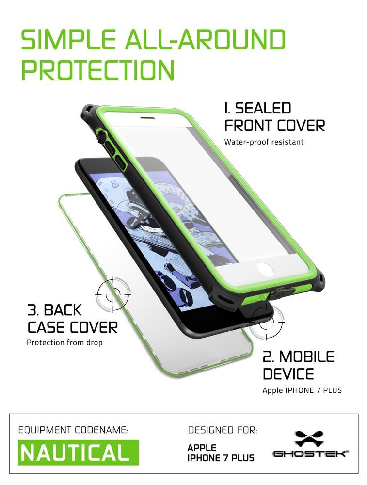 iPhone 7+ Plus case, Ghostek® Nautical Series for iPhone 7+ Plus Rugged Heavy Duty Case | GREEN