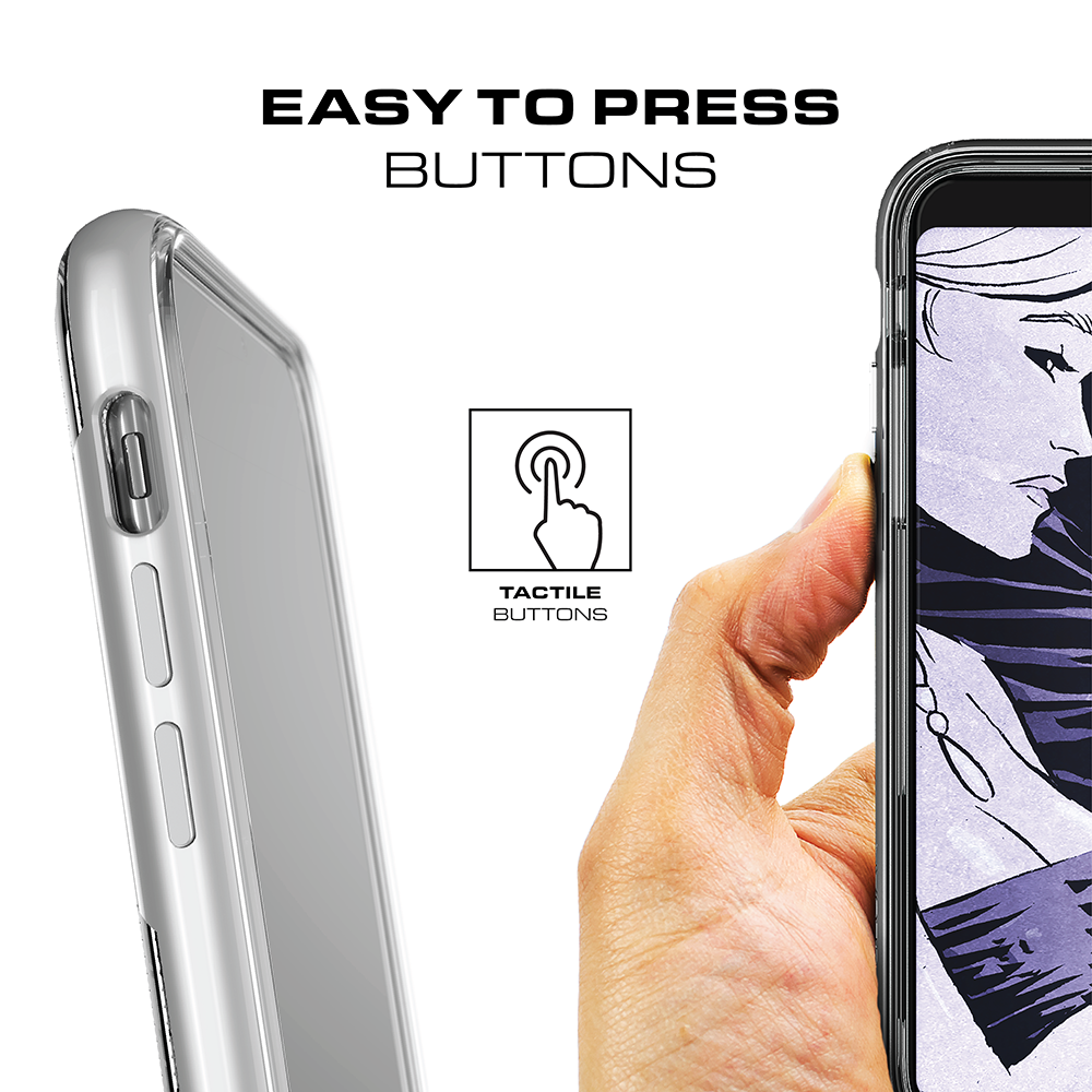iPhone X Case, Ghostek Cloak 3 Series Ultra Slim Clear Hybrid Shockproof Protective Cover Designed for iPhone 10 – Supports Wireless Charging | Silver