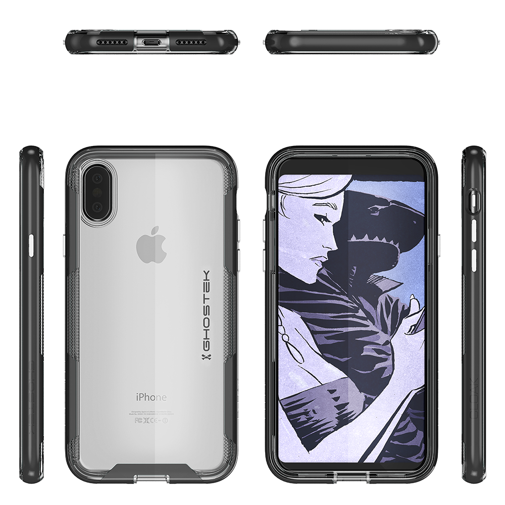 iPhone X Clear Case, Ghostek Cloak 3 Series Military Grade Standard Drop Tested | Slim & Lightweight | Black