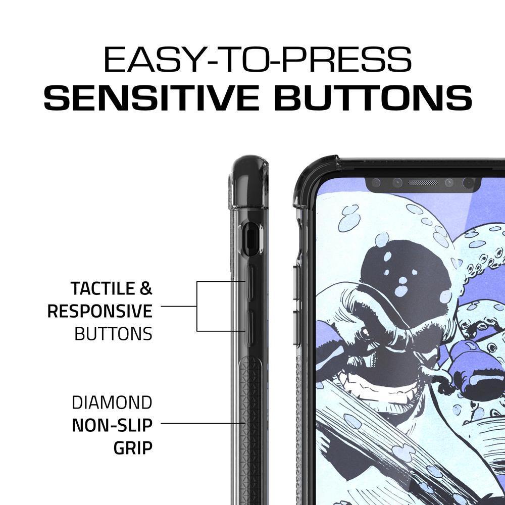 Ghostek Transparent iPhone X Case, Covert2 Series Resilient Rugged Armor Design | Supports AirPower Wireless Charging | Black