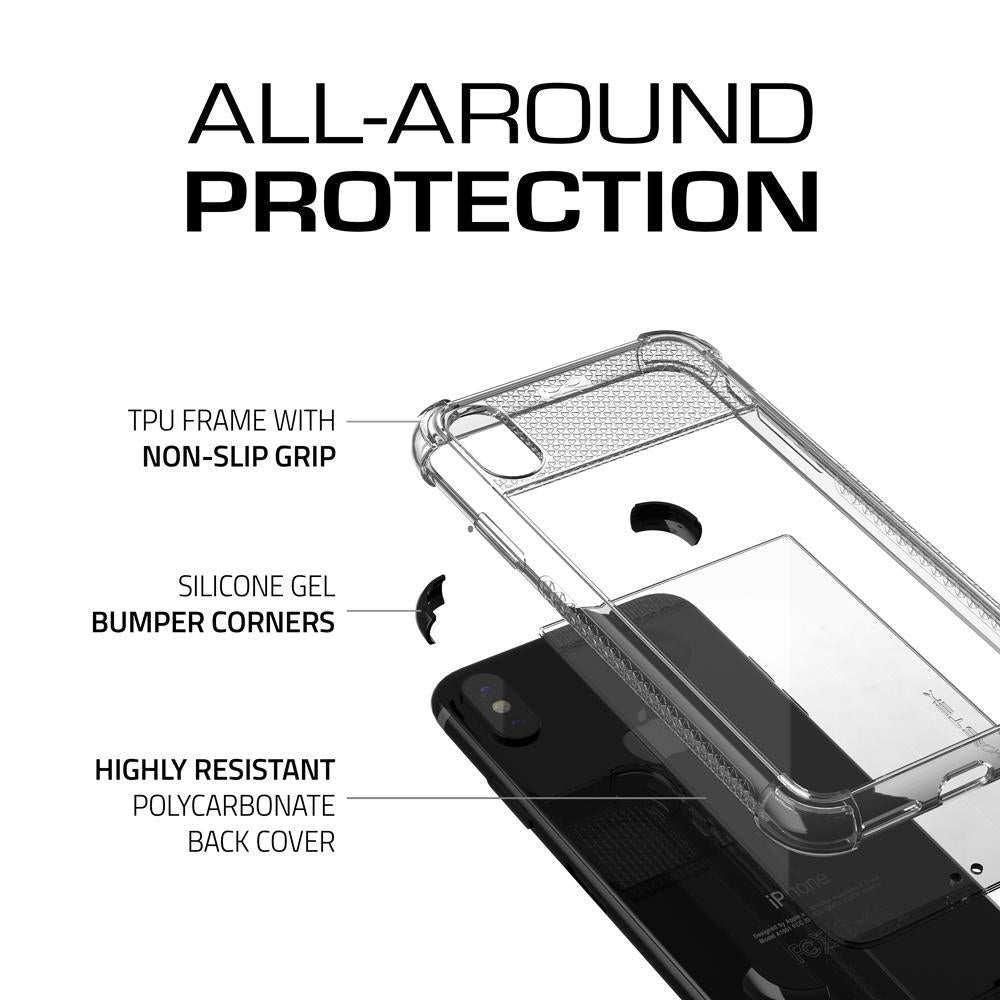 Ghostek Transparent iPhone X Case, Covert2 Series Resilient Rugged Armor Design | Supports AirPower Wireless Charging | Black