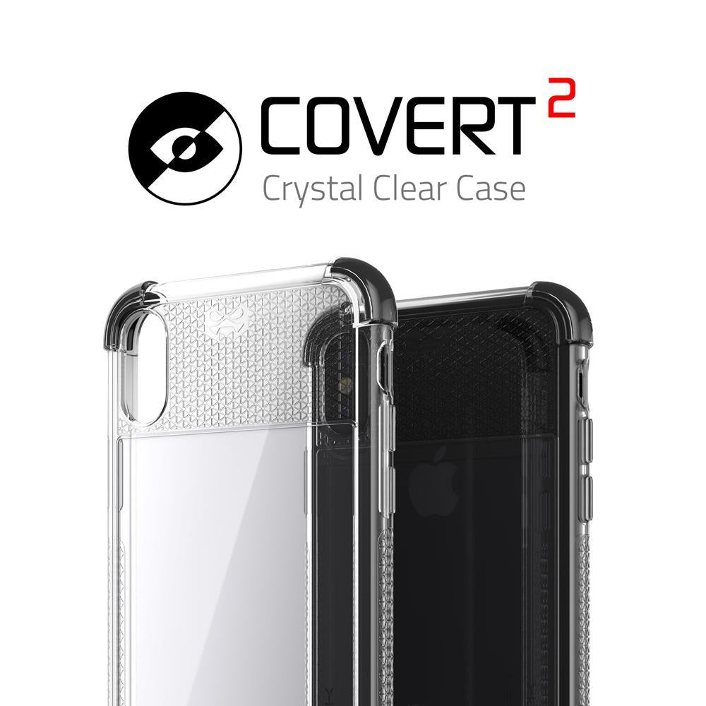 Ghostek Transparent iPhone X Case, Covert2 Series Resilient Rugged Armor Design | Supports AirPower Wireless Charging | Black