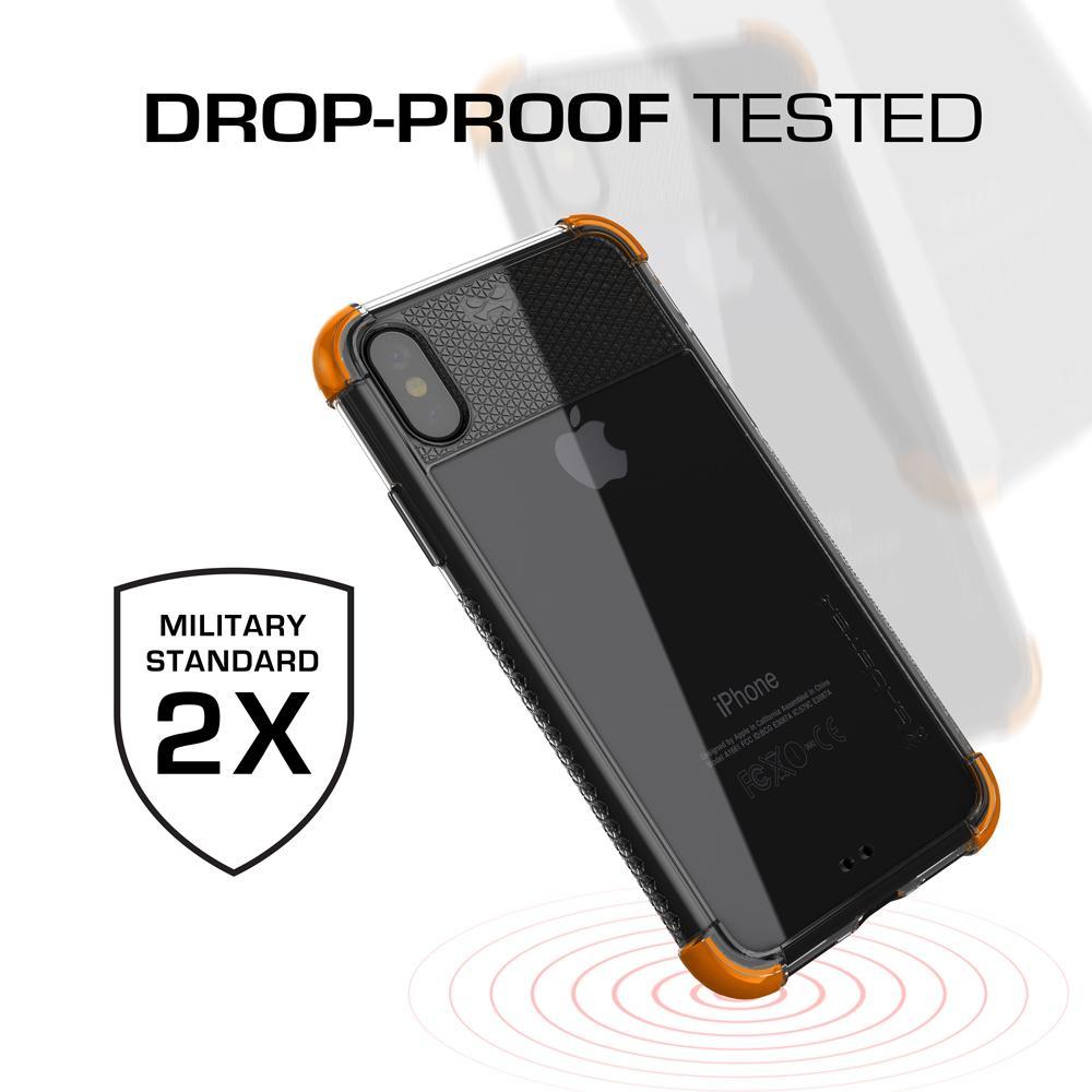 iPhone X Crystal Clear Case, Ghostek Covert2 Soft Skin Cover with Silicone Gel Corners | Enhanced State of the Art Fabrication | Face ID Compatible & Supports Wireless Charging | Orange