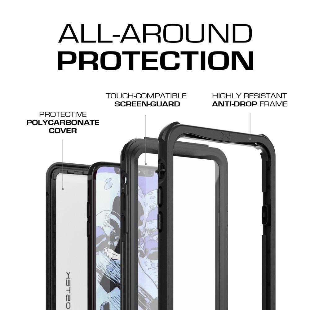 iPhone X 10 Waterproof Case, Ghostek Nautical Military Grade Shock & Drop Tested | Face ID Compatible – Retail Packaging | Black