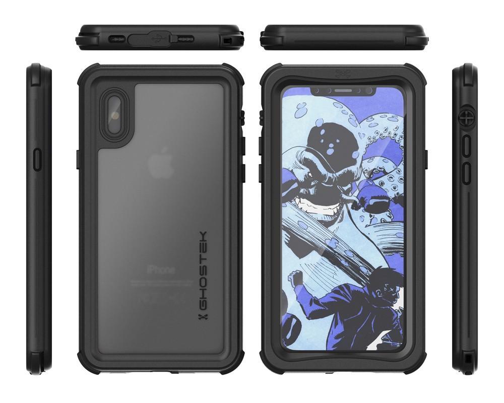 iPhone X 10 Waterproof Case, Ghostek Nautical Military Grade Shock & Drop Tested | Face ID Compatible – Retail Packaging | Black