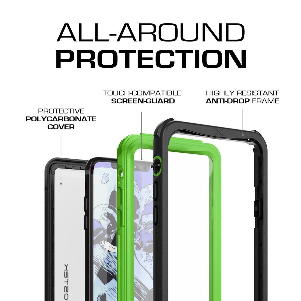 iPhone X Waterproof Case, Ghostek Nautical Rugged Heavy Duty + Screen Protector | Premium Protective Construction iPhone10 | Green