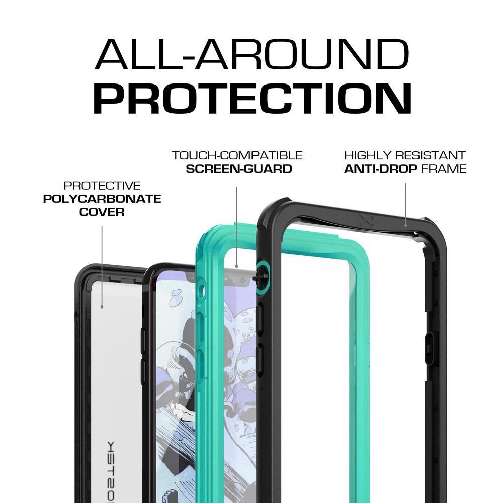 iPhone X Waterproof Case, Ghostek Nautical Series Extreme Durable Tough Cover | Hybrid Impact Rugged Outdoor Design | Teal