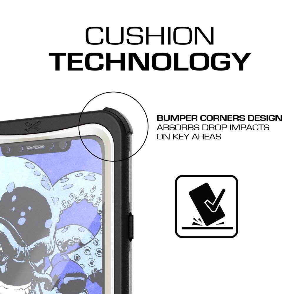 iPhone X Waterproof Case, Ghostek Nautical Series Full Body Shockproof Armor Design | Dustproof Snowproof Dirtproof Underwater Swimming Diving Floating Slim Fit Supports Wireless Charging | White