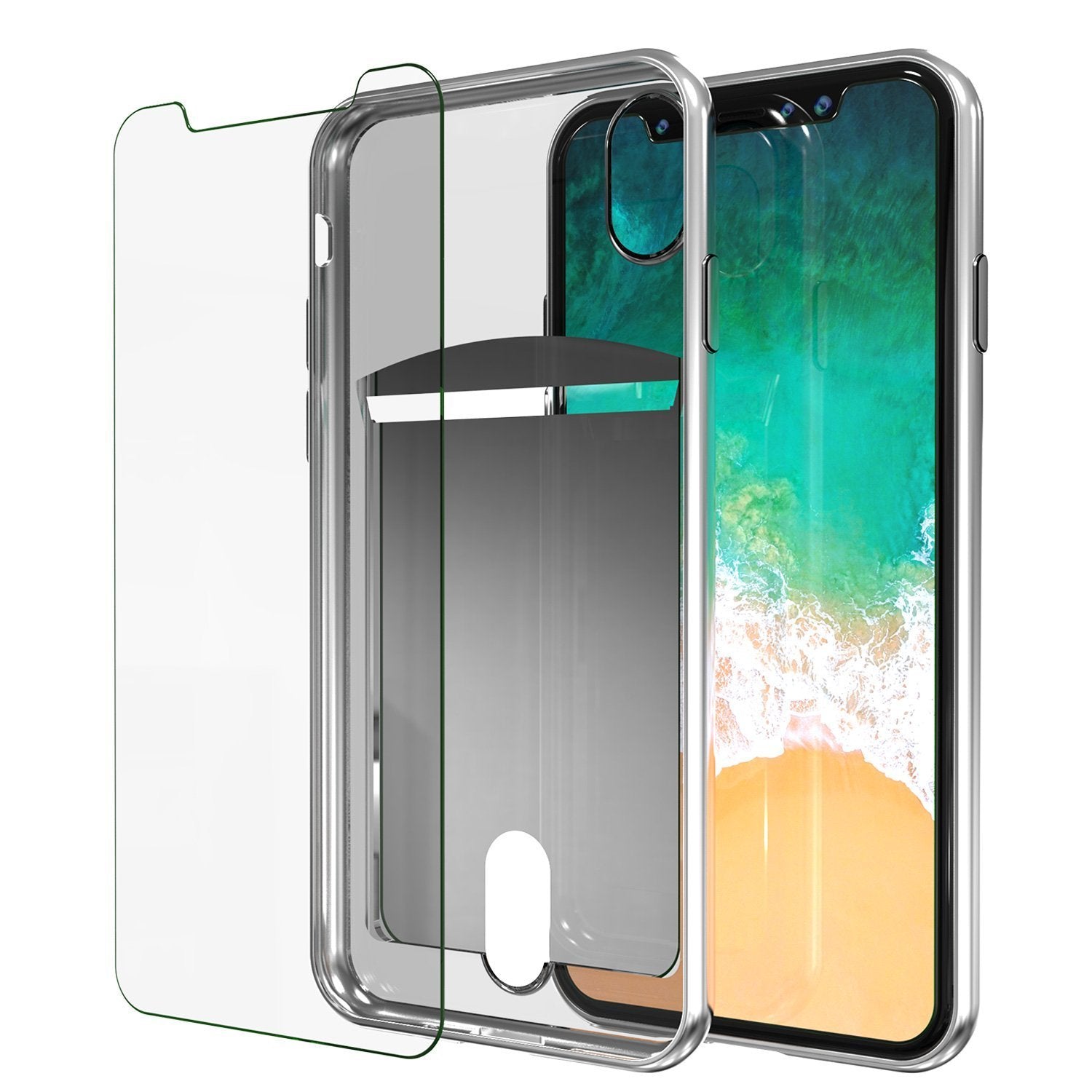 Punkcase iPhone X LUCID Series Dual Layer Armor Cover | SILVER