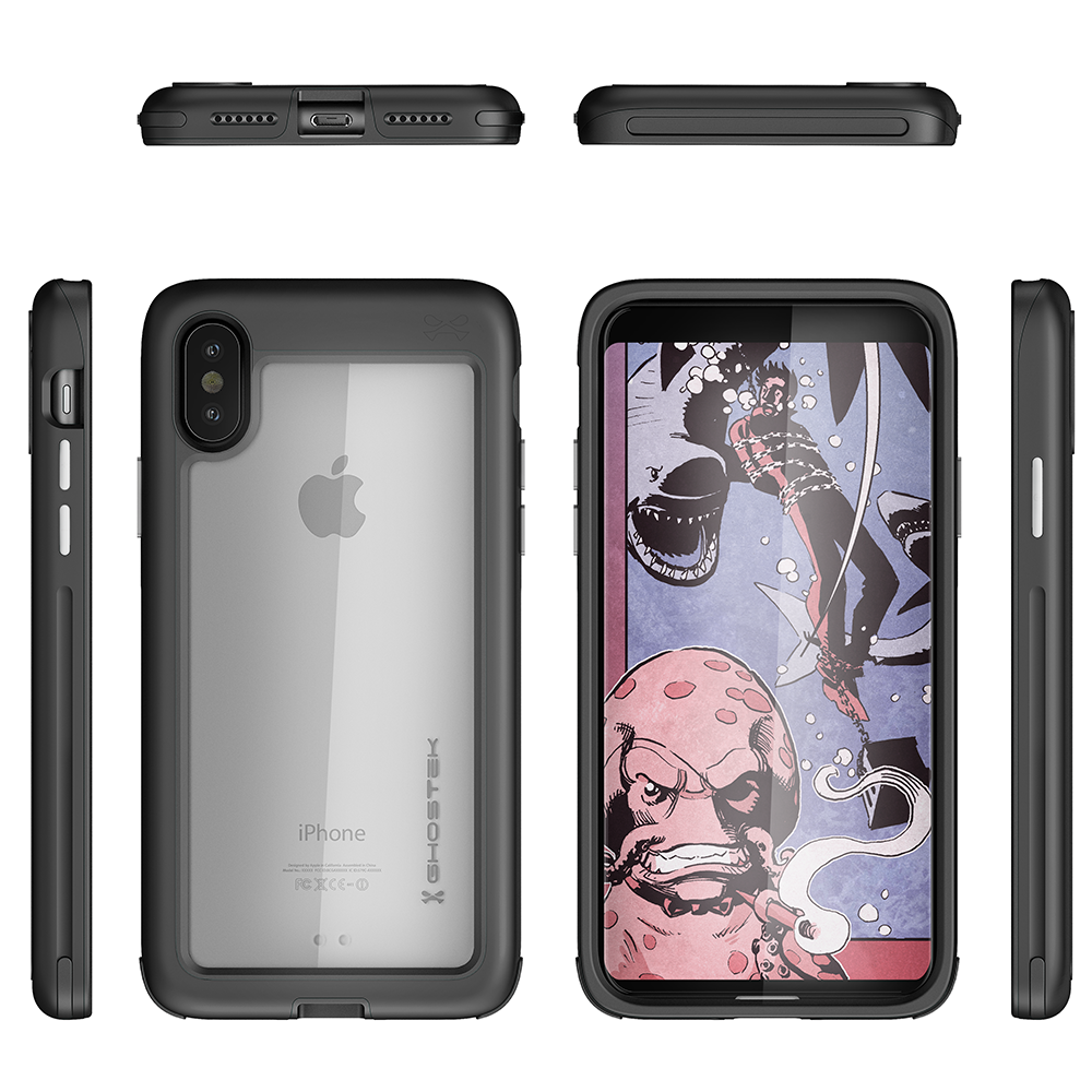 Ghostek Atomic Slim Hybrid iPhone X Case with Industrial Strength Military Drop Protection for Apple iPhone X 2017 | Supports Qi Wireless Charging | Works with Face ID | Black