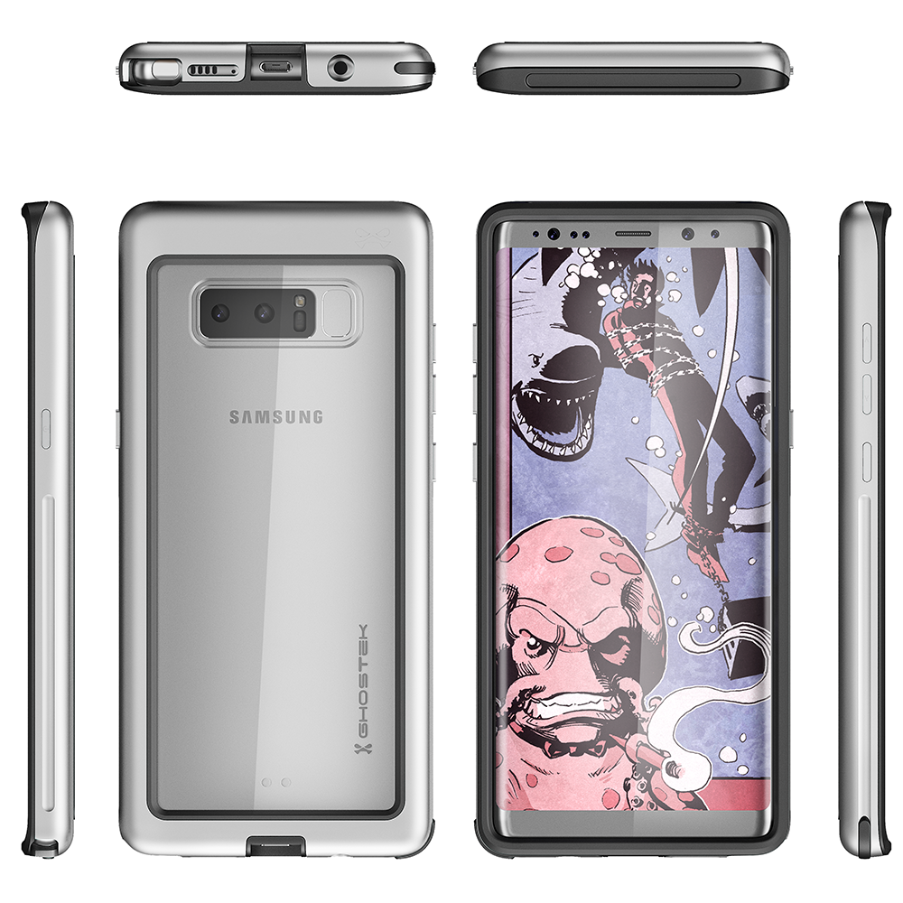 Galaxy Note 8 Rugged Heavy Duty Case ,Ghostek Atomic Slim Series for Galaxy Note 8 Rugged Heavy Duty Case | SILVER