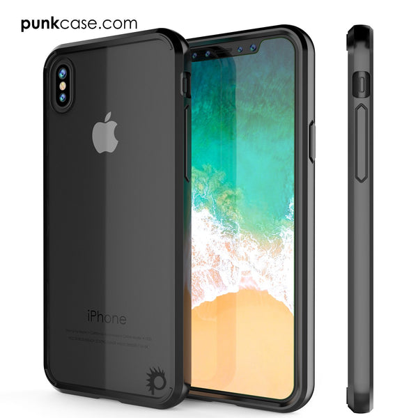 iPhone X Case, PUNKcase [LUCID 2.0 Series] [Slim Fit] Armor Cover W/Integrated Anti-Shock System & Tempered Glass PUNKSHIELD Screen Protector [Black]