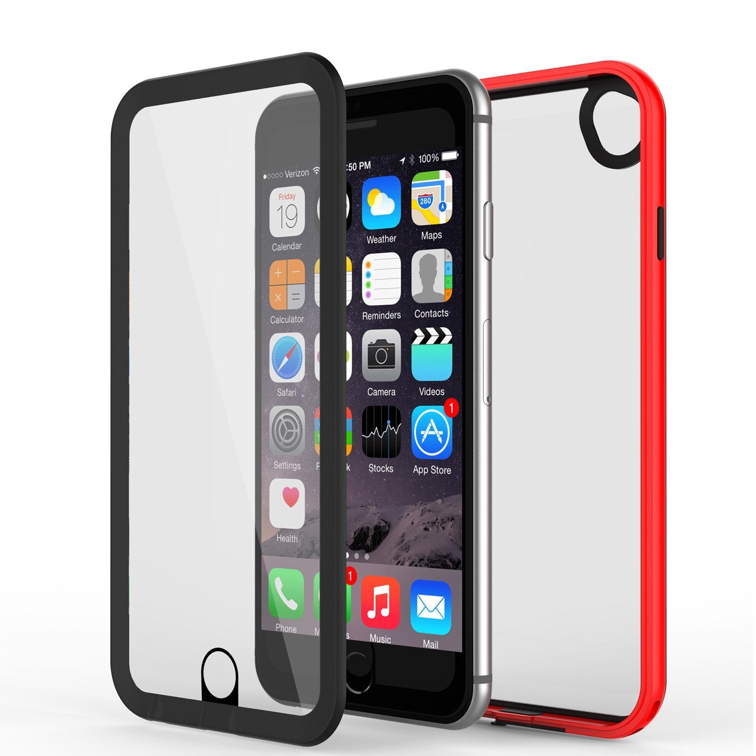 Apple iPhone 8 Waterproof Case, PUNKcase CRYSTAL 2.0 Red W/ Attached Screen Protector | Warranty