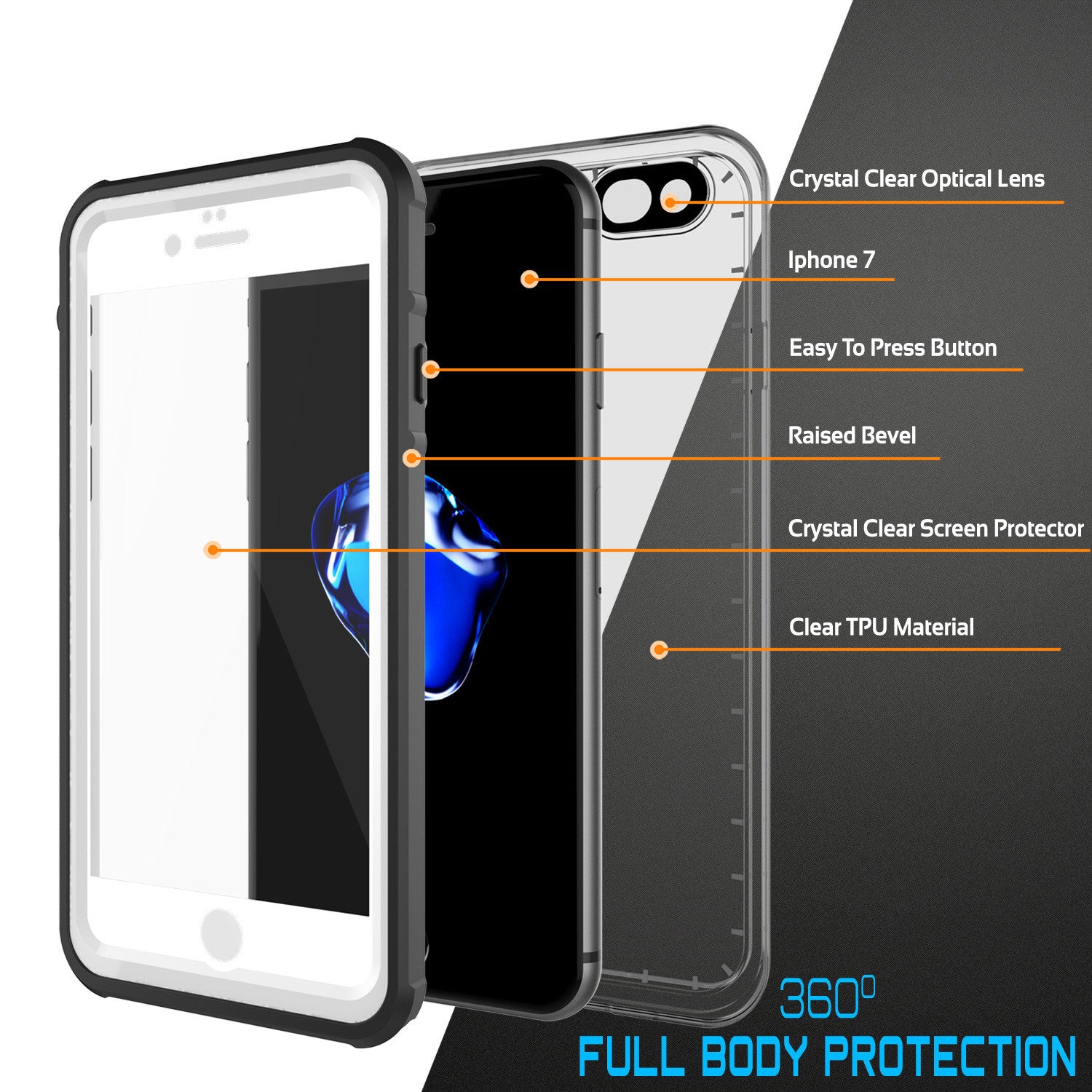 PUNKCASE - Crystal Series Waterproof Case for Apple IPhone 7 | White