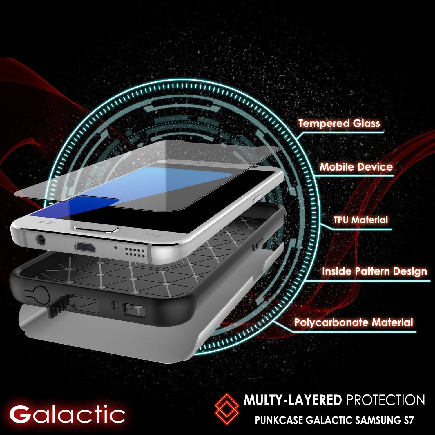 PUNKCASE - Galatic Series Protective Armor Case for Samsung S7 Edge | Silver